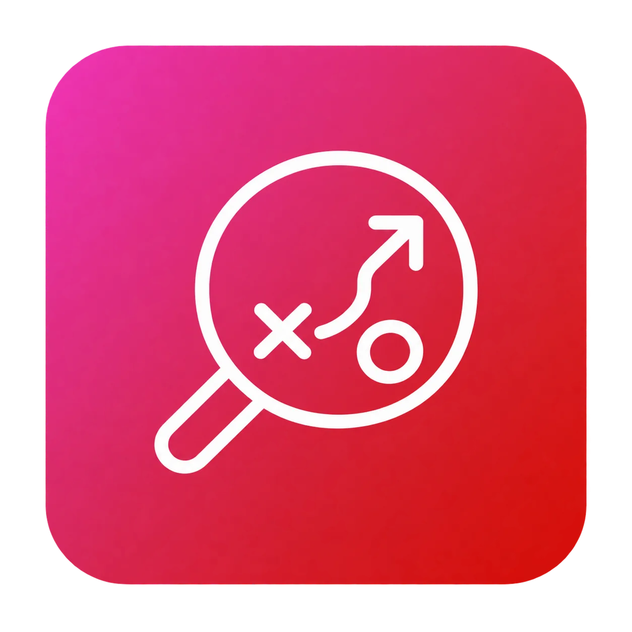 Pink Strategy Magnifying Glass Icon